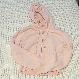 John Galt light pink cropped zip-up hoodie